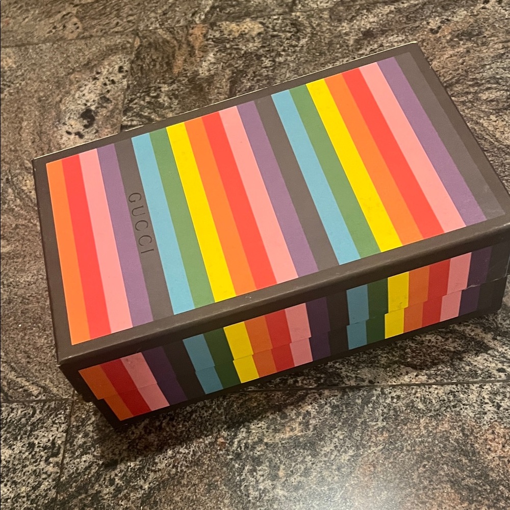 Gucci Multicolor Striped Shoe Box Rainbow Men’s Shoe Box LIMITED EDITION - Picture 2 of 12